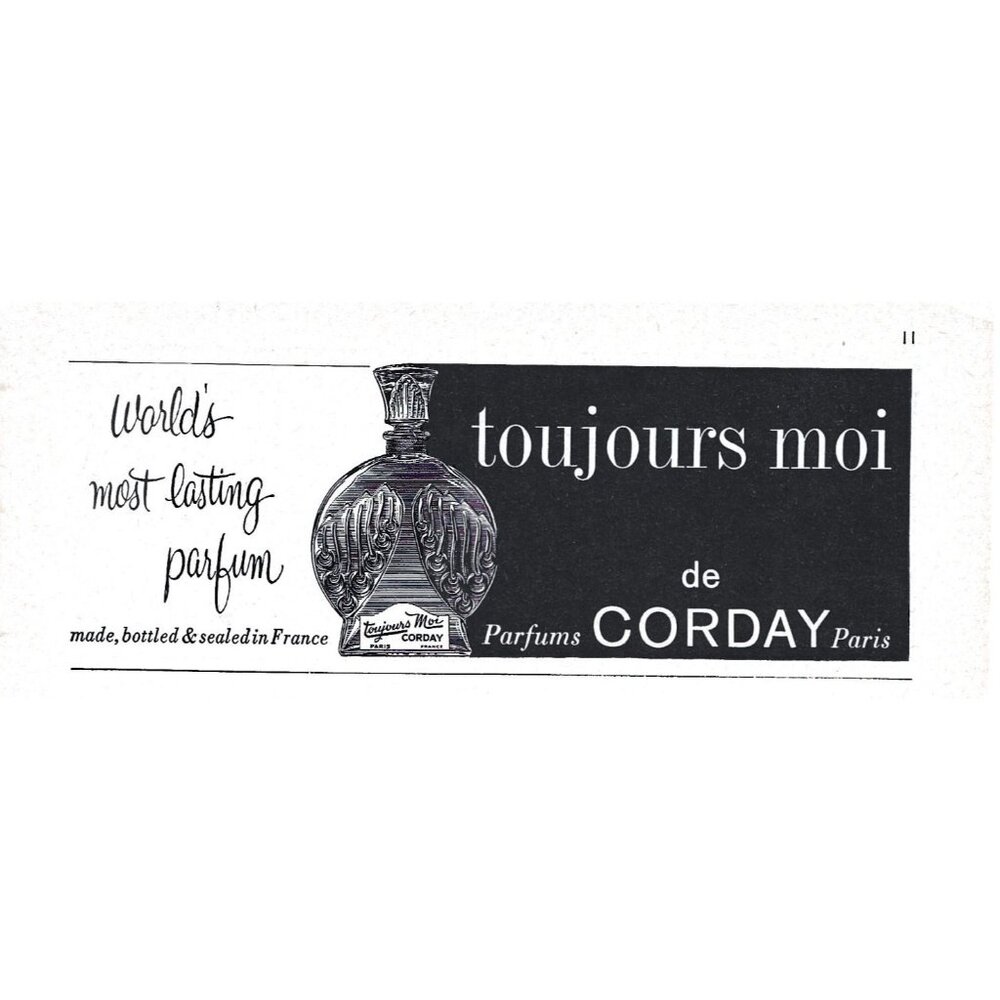Parfums Corday Paris Toujours Moi Advertisement 1960s Vintage Print Ad